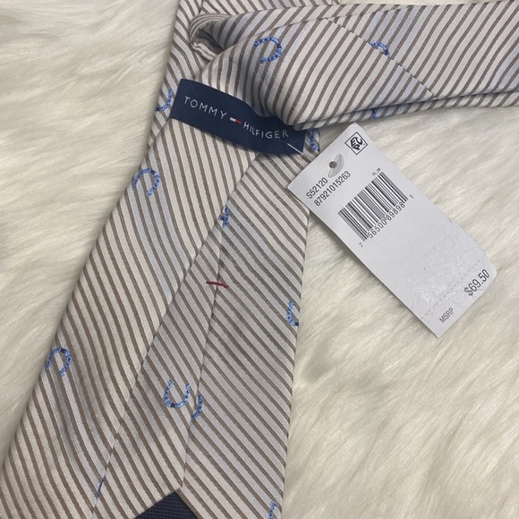 Men’s Tommy Hilfiger Blue Horseshoe Striped Neck Tie - Picture 3 of 7